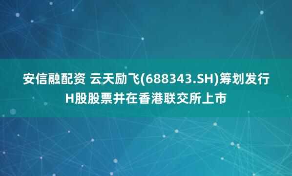 安信融配资 云天励飞(688343.SH)筹划发行H股股票并在香港联交所上市